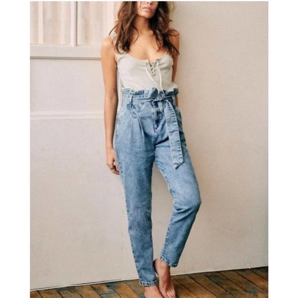 Sezane Austin Paperbag Trousers Jeans 34 - Picture 5 of 9